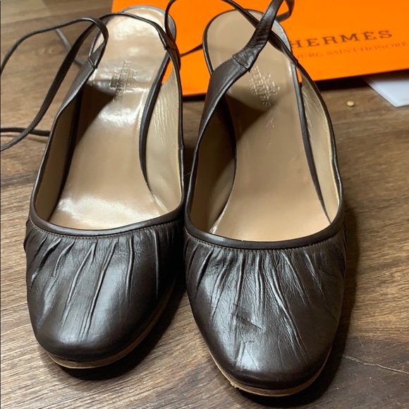 Authentic Black Hermès Ballet Wedges size 37 - Picture 2 of 9